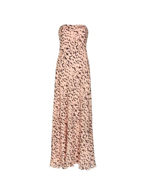 STAUD Cassie tortoise-print silk maxi dress - Neutrals - zdjęcie produktu nr 1