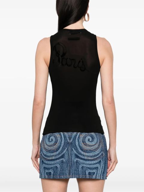 Jean Paul Gaultier flocked-logo top - Black