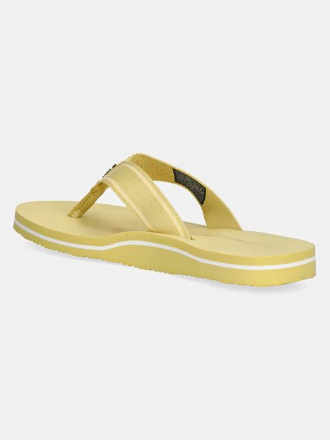Tommy Hilfiger japonki HILFIGER WEBBING BEACH SANDAL damskie kolor żółty na płaskim obcasie FW0FW08515