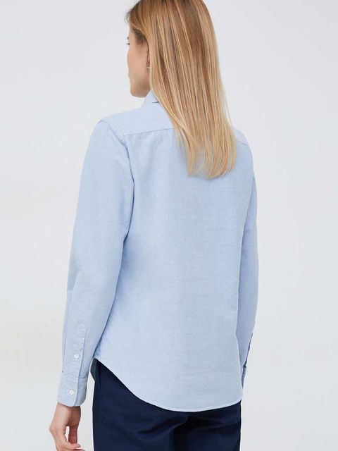 Polo Ralph Lauren koszula bawełniana damska kolor niebieski regular z kołnierzykiem klasycznym