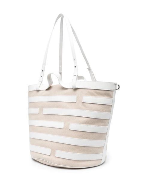Casadei stripe-pattern leather tote bag - Neutrals