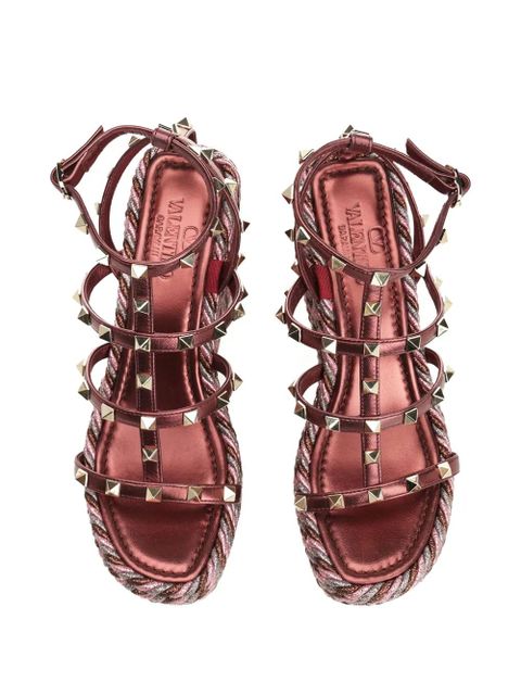 Valentino Garavani 95mm studded wedge sandals - Brown