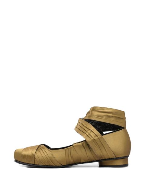 ALOHAS Volant pleated buckle ballet flats - Gold