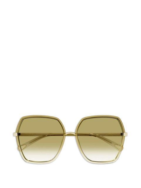 Chloé Eyewear geometric oval-frame sunglasses - Gold - zdjęcie produktu nr 1