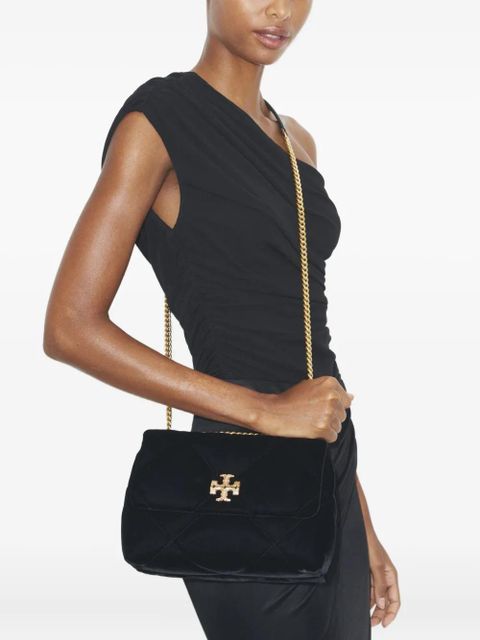Tory Burch small Kira diamond-quilted velvet shoulder bag - Black - zdjęcie produktu nr 2