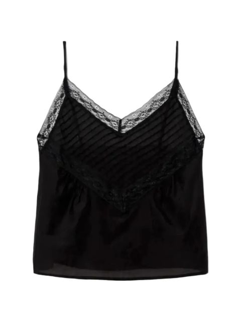 RE/DONE Sofia lace-trim pintuck camisole - Black - zdjęcie produktu nr 1