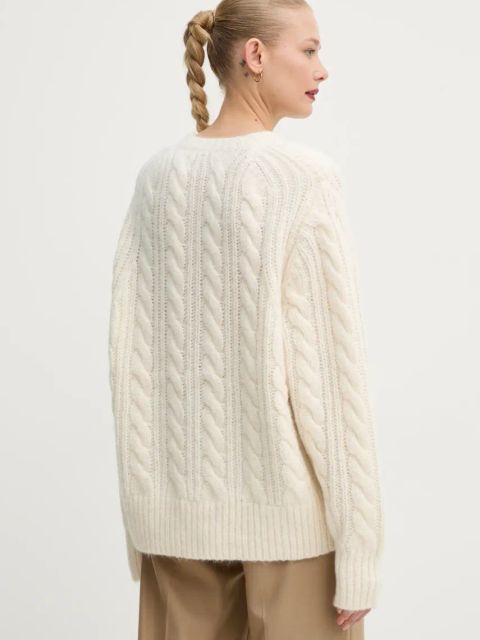 Stand Studio sweter wełniany Ina Sweater damski kolor beżowy ciepły 66362-8713