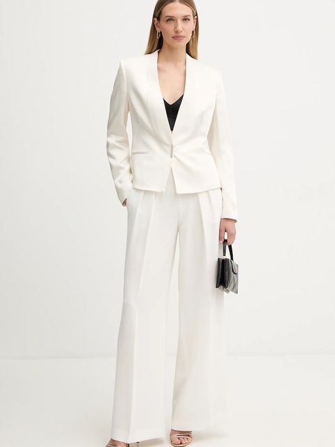 BOSS marynarka kolor beżowy jednorzędowa gładka 50548290