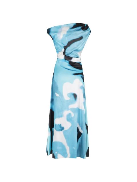 STAUD Phare one-shoulder belted dress - Blue - zdjęcie produktu nr 2