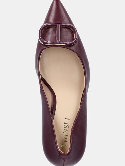 Twinset sztyblety skórzane kolor bordowy 252TCP032 - zdjęcie produktu nr 2