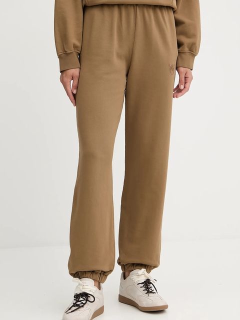 Pinko spodnie dresowe bawełniane damskie kolor brązowy gładkie 105508 A2RB - zdjęcie produktu nr 1