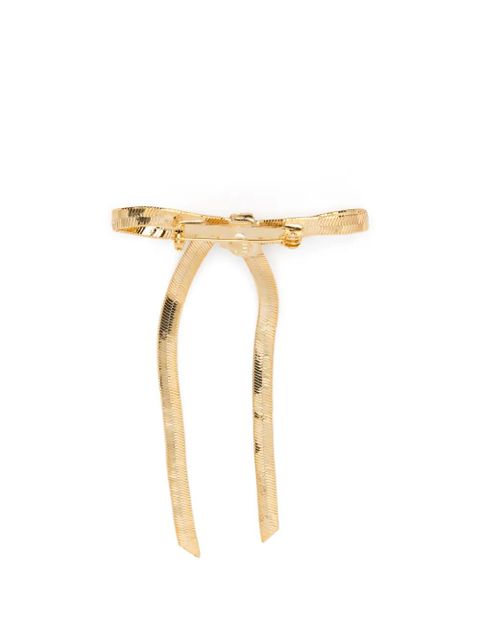 Jennifer Behr ribbon-applique brooch - Gold - zdjęcie produktu nr 2