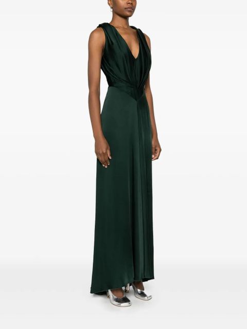 Victoria Beckham V-neck gathered maxi dress - Green