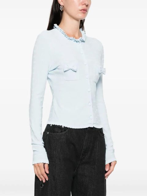 Balenciaga ruffle trim bow cardigan - Blue