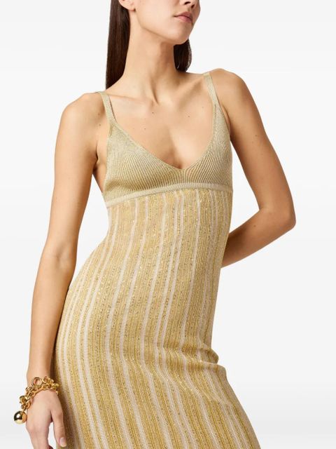 Missoni V-neck ribbed maxi dress - Gold