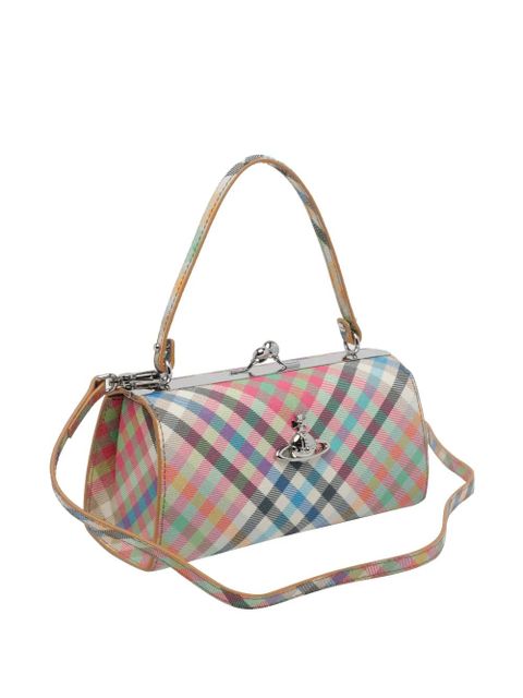 Vivienne Westwood extra-large Doll check-pattern clutch bag - Neutrals