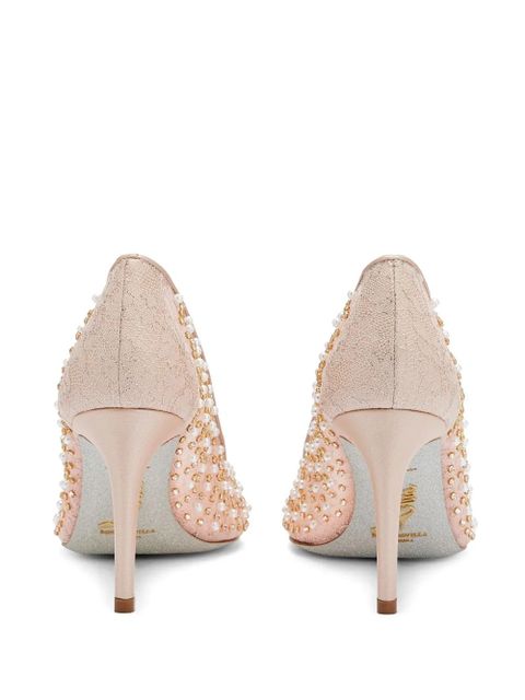 René Caovilla 80mm lace pumps - Neutrals