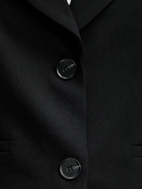 Answear.LAB marynarka kolor czarny jednorzędowa gładka