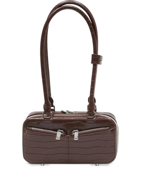 Self-Portrait crocodile-embossed leather shoulder bag - Brown - zdjęcie produktu nr 1