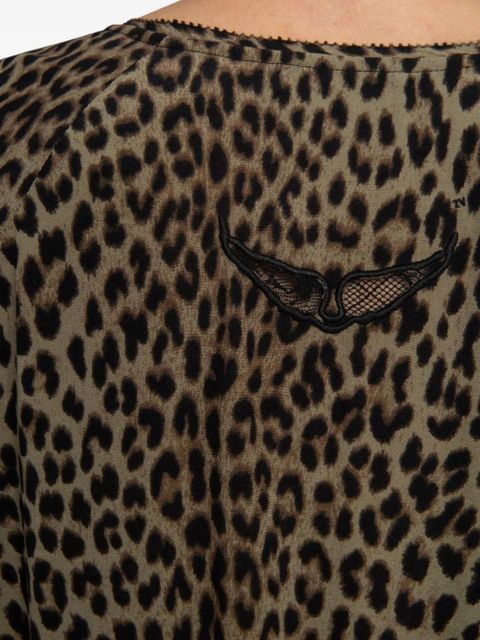 Zadig&Voltaire Rinas leopard-print V-neck mini dress - Brown