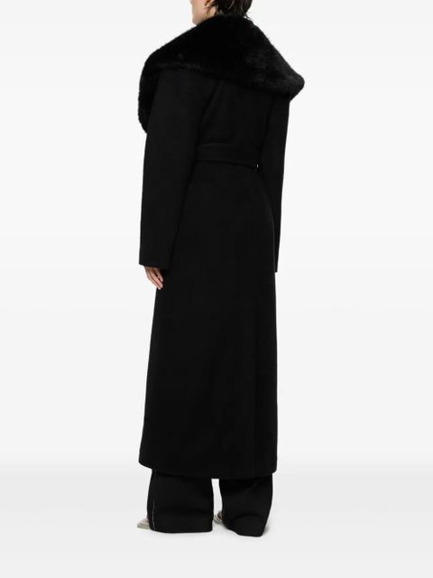 Paris Georgia Gabby fur-collar belted coat - Black