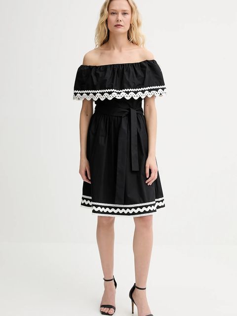 Morgan sukienka bawełniana kolor czarny mini rozkloszowana RCAPRI - zdjęcie produktu nr 2