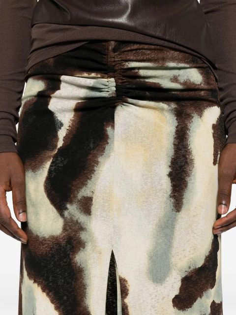 Nanushka drawstring-fastening ruched skirt - Green