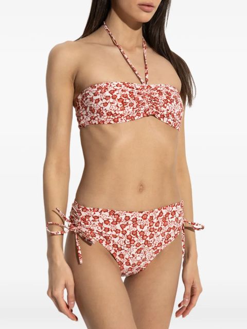 ISABEL MARANT Salma floral ruched bikini top - White