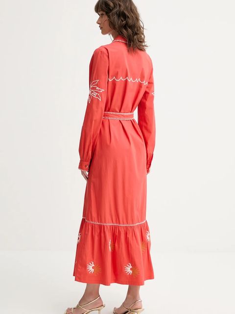 Never Fully Dressed sukienka bawełniana kolor czerwony midi rozkloszowana NFDDR1965 - zdjęcie produktu nr 2