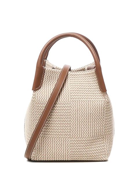 Loro Piana mini woven leather-trimmed tote bag - Neutrals - zdjęcie produktu nr 1