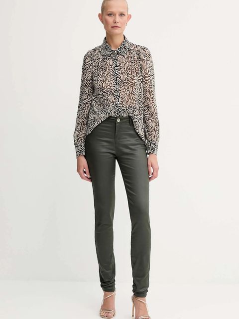 Morgan spodnie PALONA damskie kolor zielony dopasowane medium waist PALONA