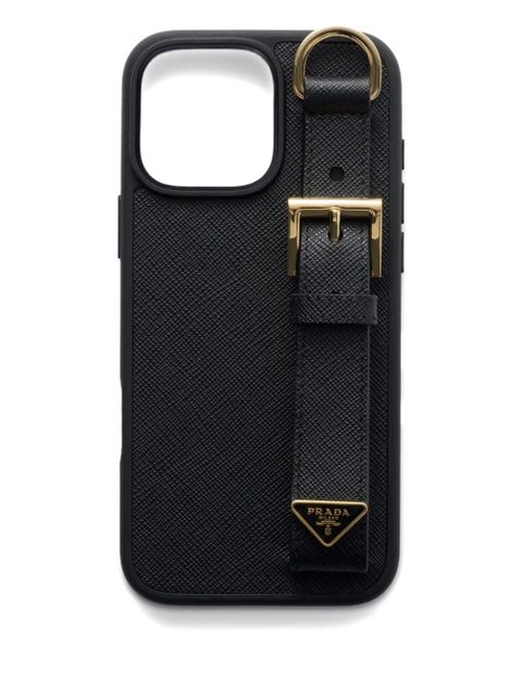 Prada leather iPhone 16 Pro Max case - Black