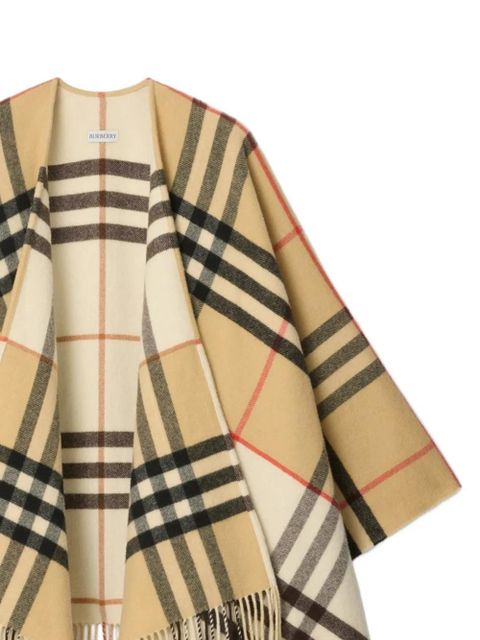 Burberry checked fringed cape - Neutrals - zdjęcie produktu nr 2