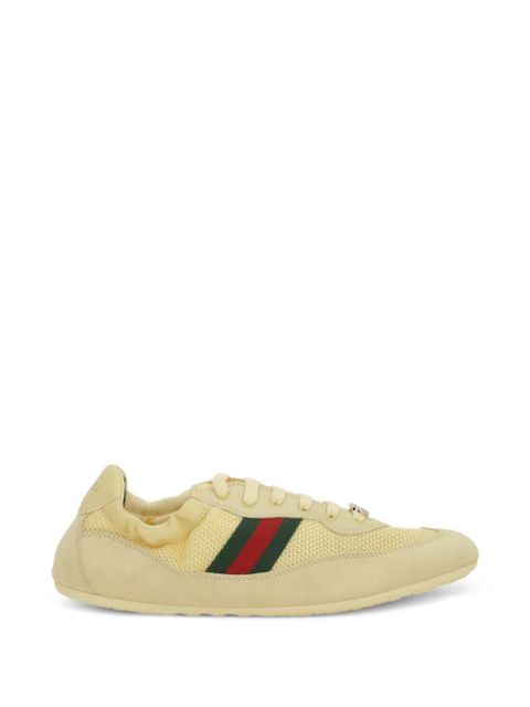 Gucci logo striped leather sneakers - Neutrals - zdjęcie produktu nr 1