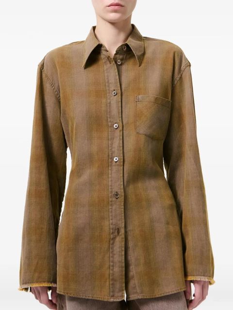 OUR LEGACY frayed collared shirt - Brown
