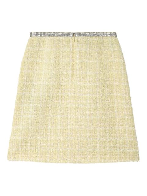 Versace crystal-embellished tweed mini skirt - Neutrals