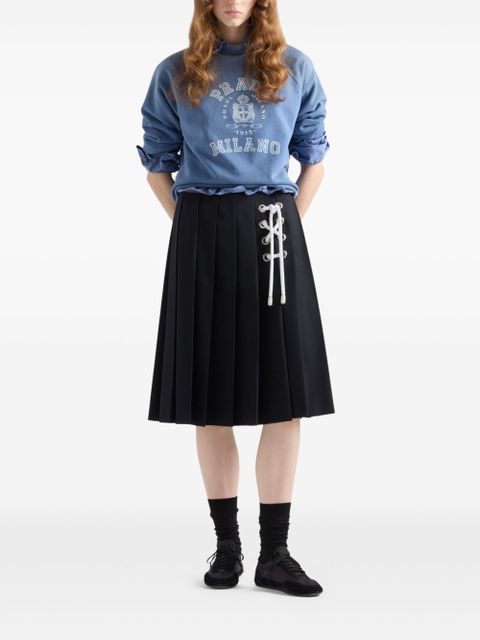 Prada pleated gabardine midi skirt - Blue