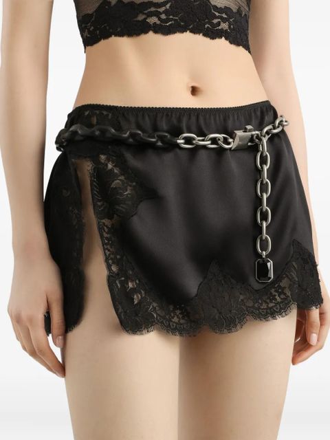 Dolce & Gabbana lace-trimmed satin skirt - Brown