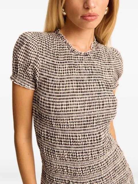 Reformation gingham smocked dress - Neutrals