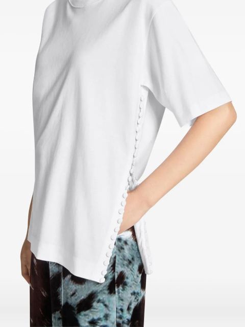 DRIES VAN NOTEN button-embellishment cotton T-shirt - White
