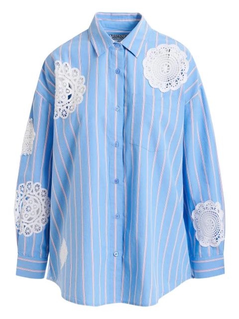 Essentiel Antwerp striped lace-patchwork shirt - Blue - zdjęcie produktu nr 1