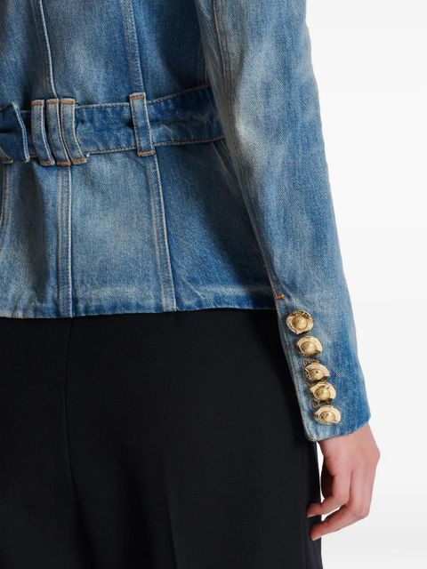 Balmain belted denim jacket - Blue