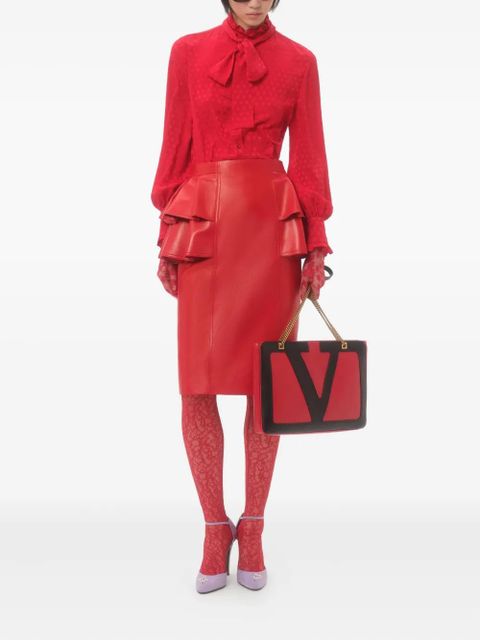 Valentino Garavani leather midi skirt - Red