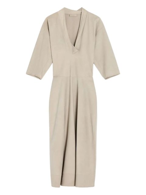 LEMAIRE draped V-neck midi dress - Neutrals - zdjęcie produktu nr 1