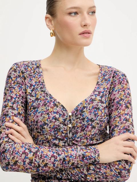 Liu Jo bluzka damska kolor fioletowy wzorzysta MF5081 J3821