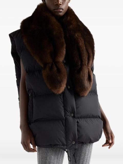 Prada shearling triangle-logo down gilet - Black - zdjęcie produktu nr 1