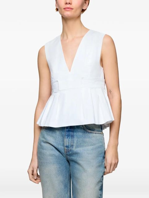 GANNI V-neck pleated blouse - White