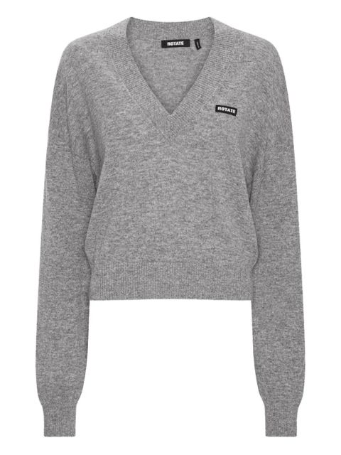 ROTATE BIRGER CHRISTENSEN V-neck logo sweater - Grey - zdjęcie produktu nr 1
