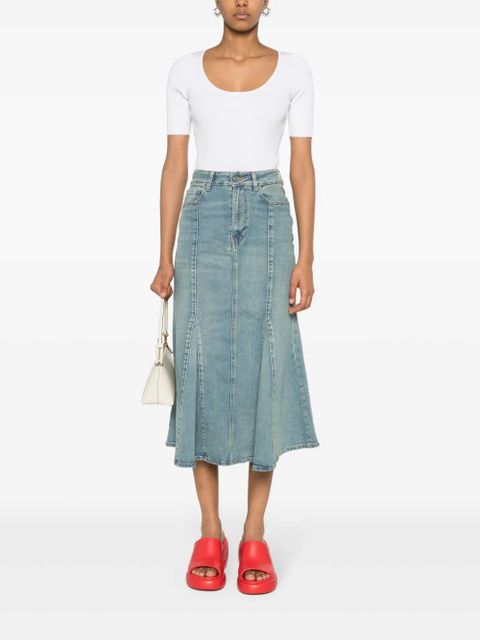 PINKO embroidered-logo U-neck T-shirt - White