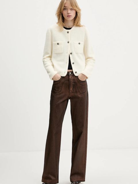 Gestuz kardigan z dodatkiem wełny damski kolor beżowy 10910746 - zdjęcie produktu nr 2